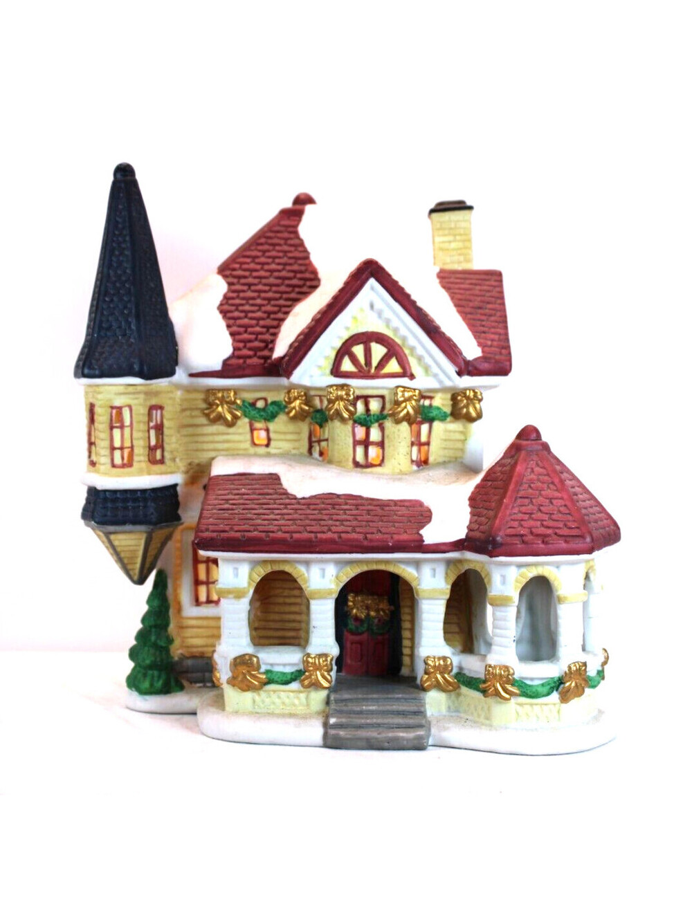 Lighted Christmas Village Victorian B&B porcelain 8.5” MINT